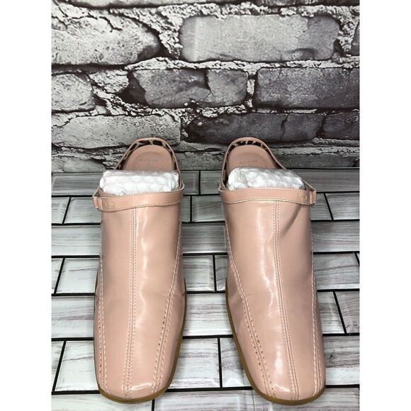 AQUATALIA Pink Patent Leather Square Toe Heel Mules Shoes Women’s Sz 8M US/39EU - Picture 2 of 16